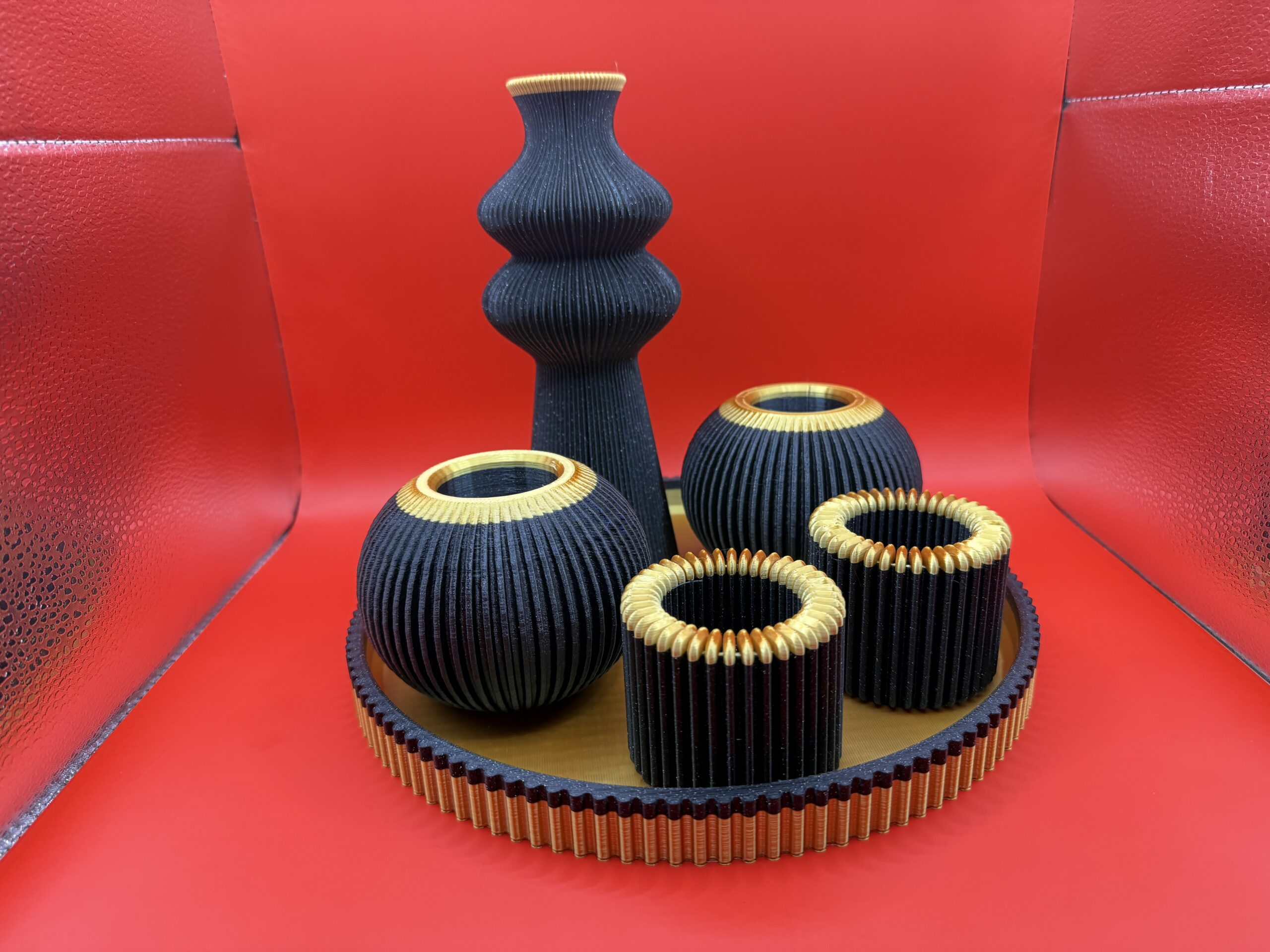 Zestaw Premium Black/Gold - Podstawa duża okragła, Wazon i 4 podgrzewacze. - obrazek 4