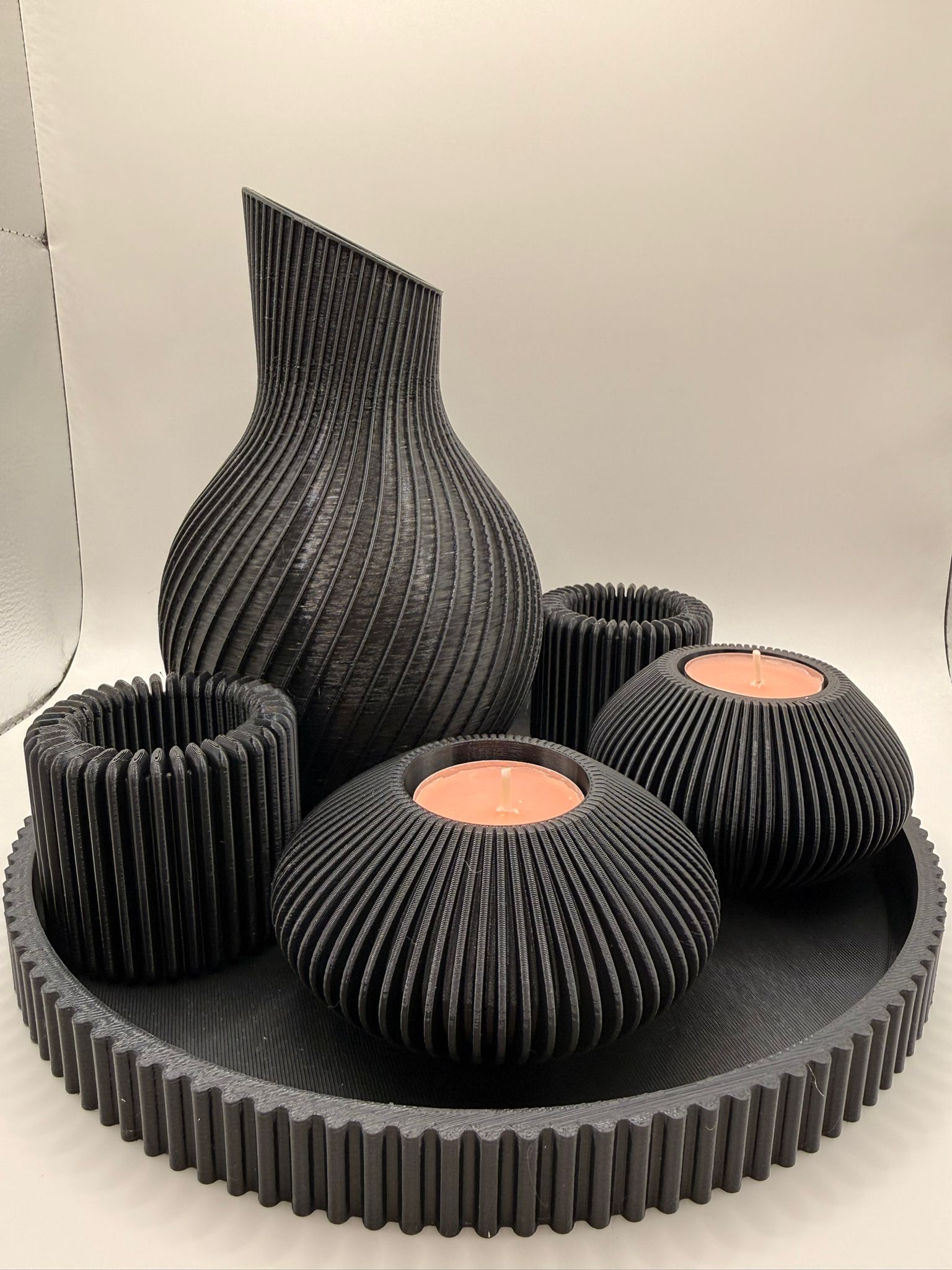 Zestaw Japanese Black - Podstawa duża okragła, Wazon Japanese i 4 podgrzewacze. - obrazek 4